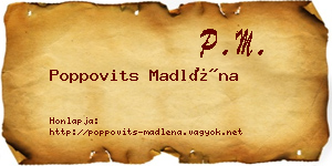 Poppovits Madléna névjegykártya